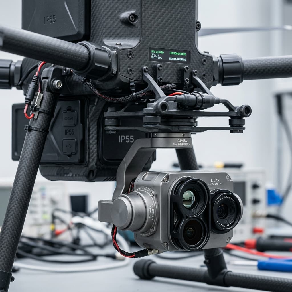 Detalle técnico de sensor LiDAR y cámara Full Frame